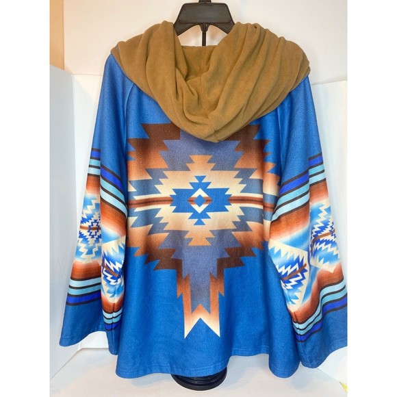 Southwestern Print Hooded Multicolor Sz S Jacket - Picture 11 of 16